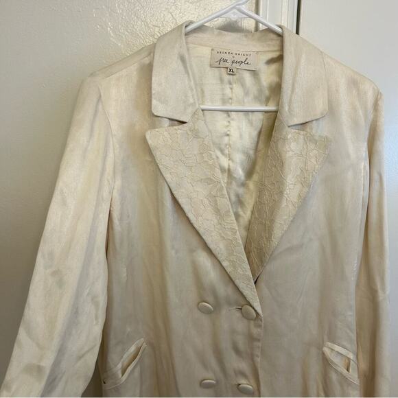 Brenda Knight Free People Cream Lace Blazer XL NWT Double-Breasted - Picture 7 of 14